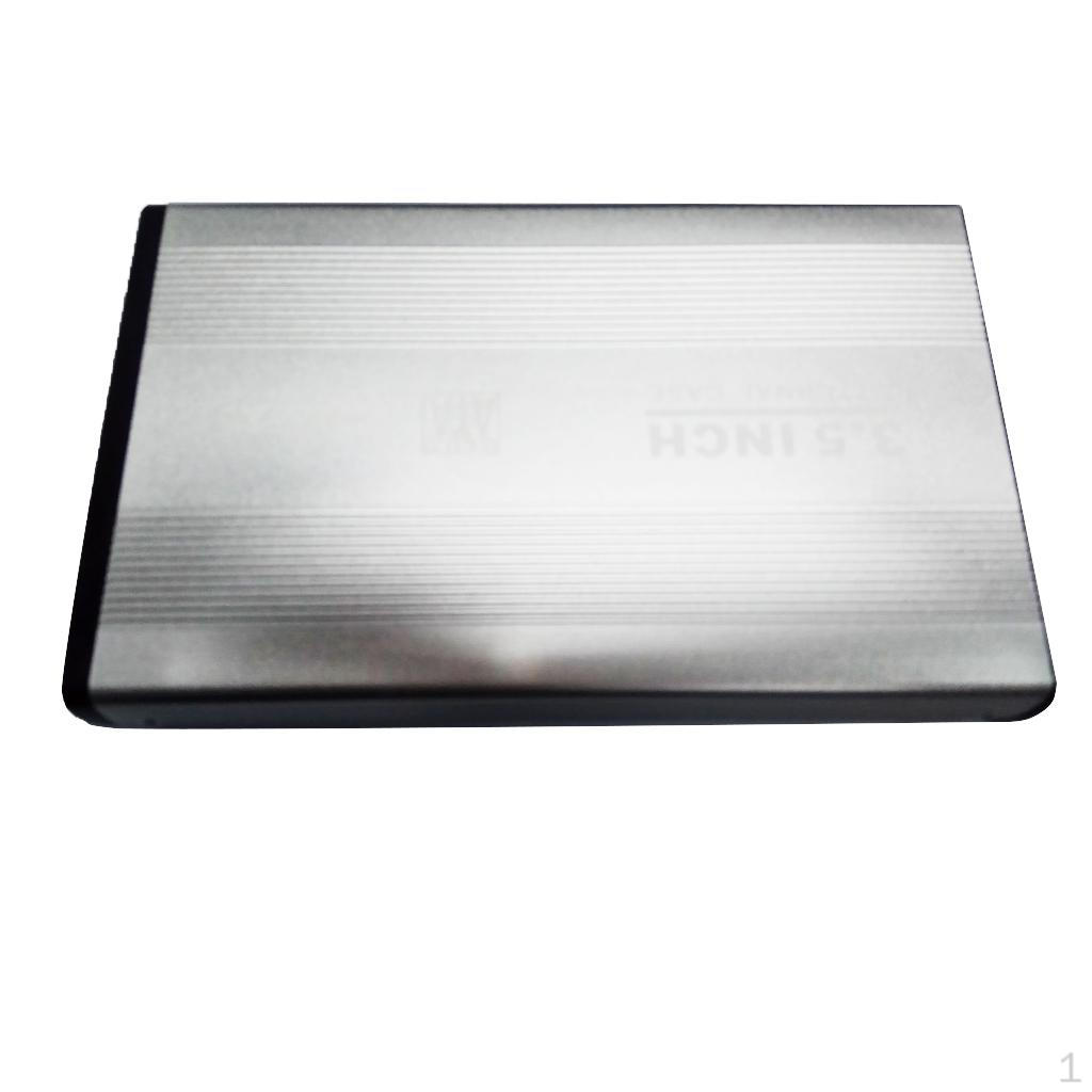 

3.5inch USB 2.0 SATA HDD Hard Drive External Enclosure Case Box w/ Cable Silver