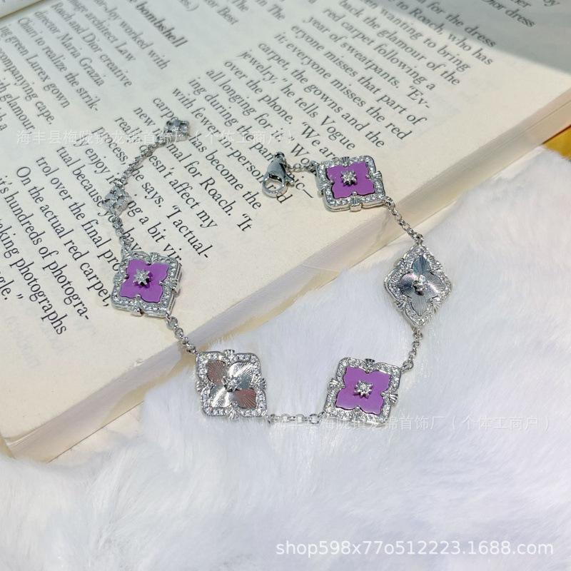 Buccellati Armband Kleeblatt Fünfblättrig Laser Diamant Doppelseitig Mädchen Retro Hof