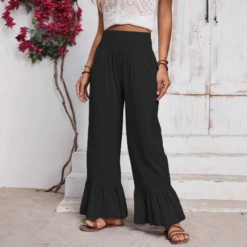 New Solid Color Bell-bottom Trousers High Waist Waist Loose Casual Pants for Women