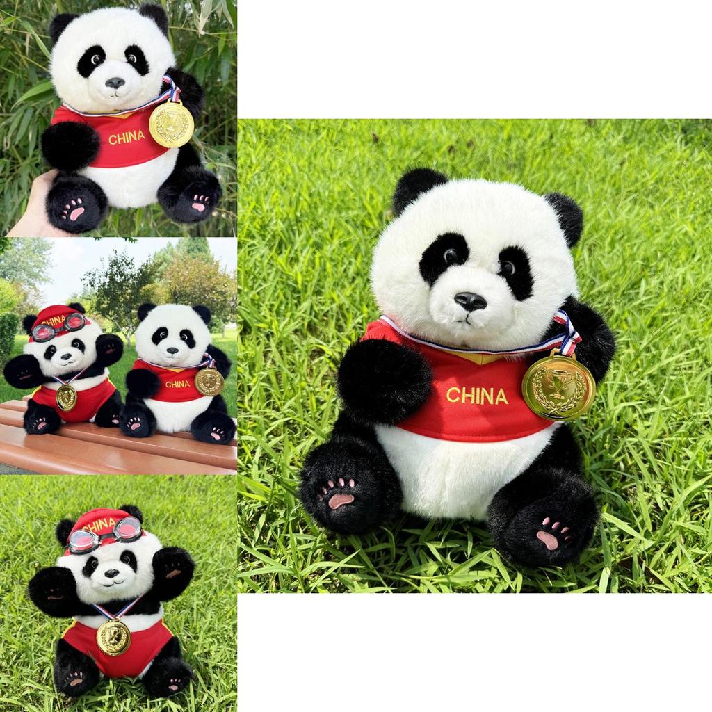 Entzückendes Champion Panda Plüschtier Realistisches Kuscheltier Weicher Plüsch 30cm
