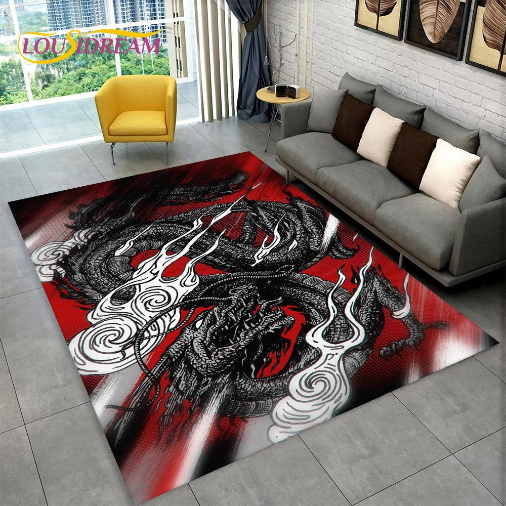 Duży dywanik z motywem smoka z kreskówek, dywanik do salonu, sypialni, sofy, wycieraczka, dekoracja kuchni, dzieci bawią się antypoślizgową matą podłogową