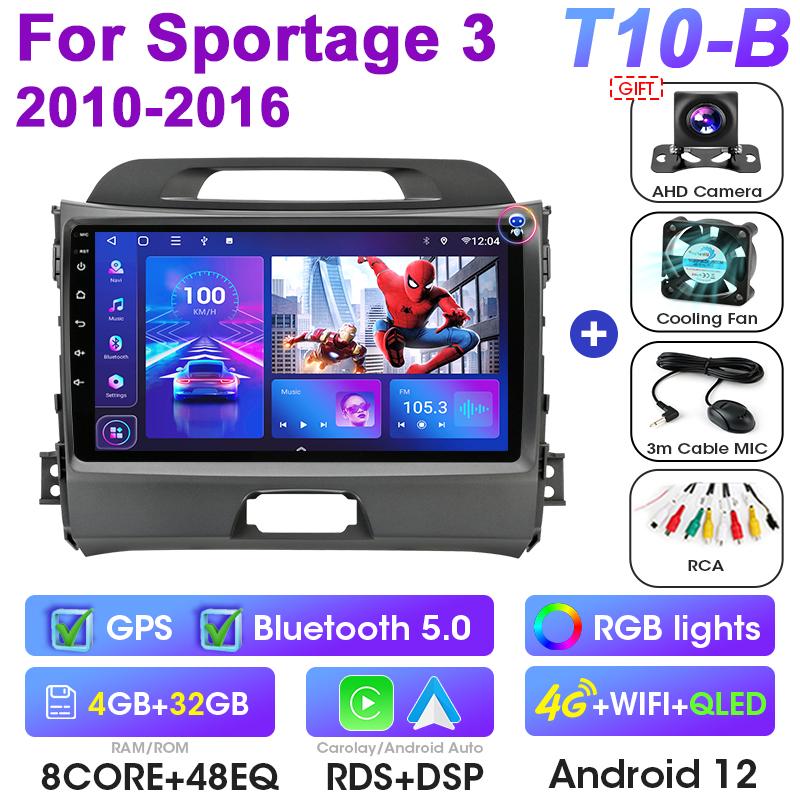2 Din Android 12 Car Radio For KIA Sportage 3 2010 - 2016 Multimedia Video Player GPS 4G Carplay Auto Stereo QLED DVD Head Unit