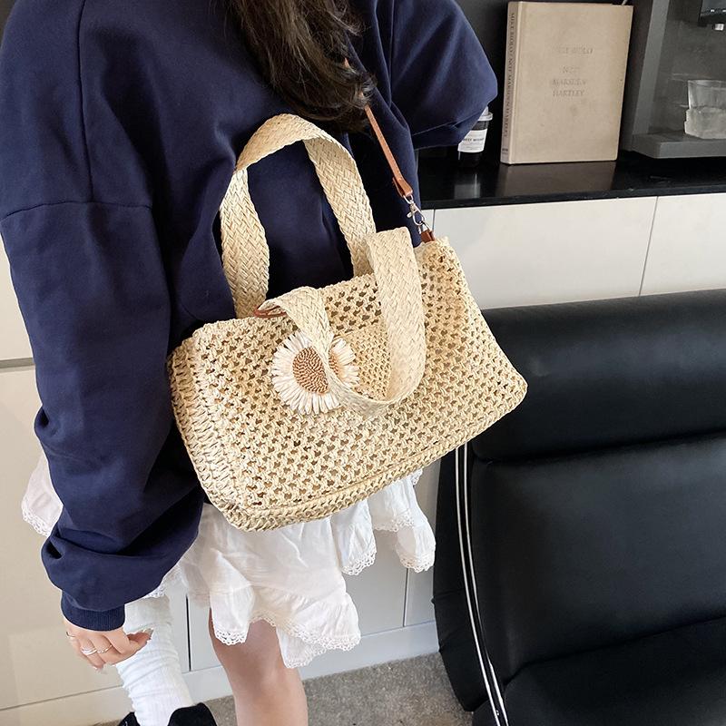 Sommer Geflochtene Hohle Strandtasche Damenmode Korb Umhängetasche Multifunktionale Picknick Handtasche Damen Schultertasche AVE