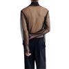 High Collar Transparent T-shirt Streetwear Mesh Top Men Chic Long Sleeve T-shirt  Party