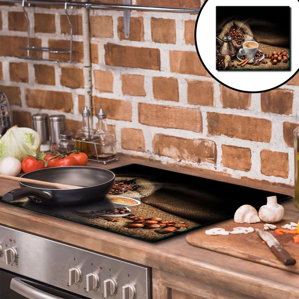 GLASS PROTECTIVE PLATE FOR STOVE 60x52 COFFEE