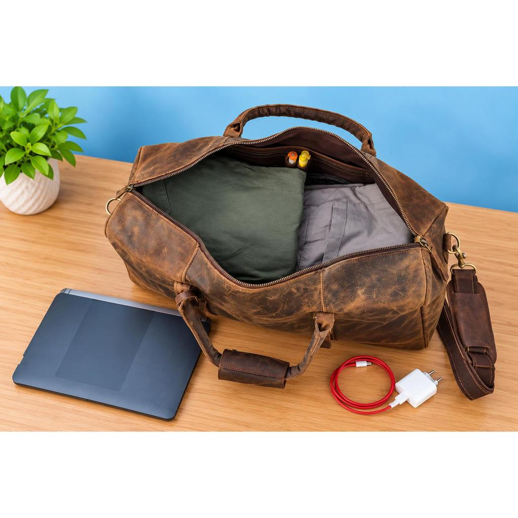 Leather Duffle Bag, Handmade Leather Weekender, Gym Bag, Vacation Duffel Bag, Travel Bag, Overnight Bag Leather Holdall for Womens Day Gift