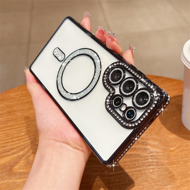 For Samsung A56 A36 A26 A16 A55 A35 A25 A15 A05 Crystal Diamond Clear Case Bling Sparkly Magsafe Magnetic Wireless Charging Case