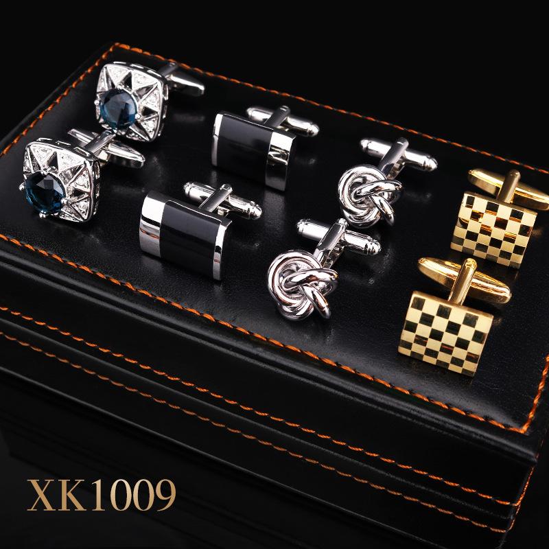 Čtyřdílná dárková sada: Manžetové knoflíčky a spona na kravatu Zlatá Stříbrná Manžetové knoflíčky Knoflíčky do rukávů Spona na kravatu Francouzská košile