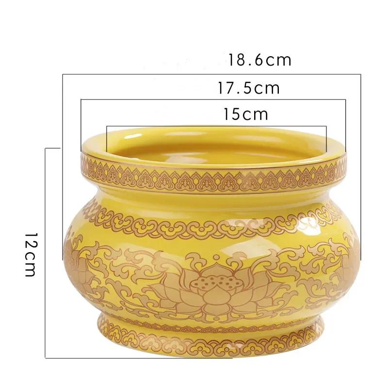 Chinese Traditional Ceramic Incense Burner Ornaments Guanyin Worship Incense Burner Decoration Feng Shui Buddha Hall Supplies