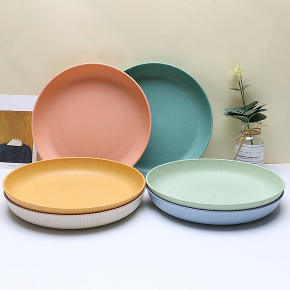 6 Pcs Unbreakable Plates Set Space-saving Colorful Healthy Outdoor Dining Eco-friendly Dinner Plates Home Supply Kitchen Bone
