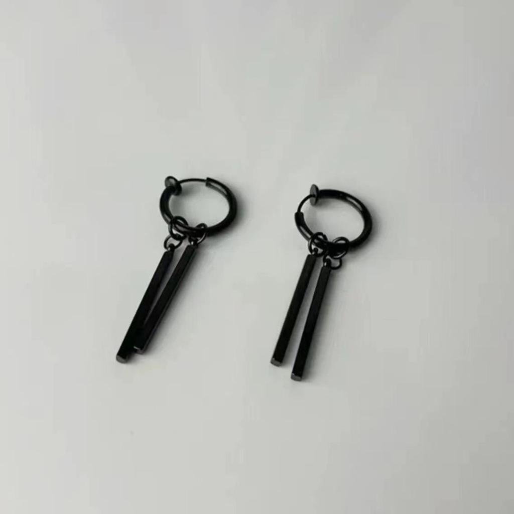 Minimalistische Rechteck-Quastenohrringe für Herren aus Edelstahl - Hochwertiger Schmuck im Kaltstil-Design mit Doppelsteg