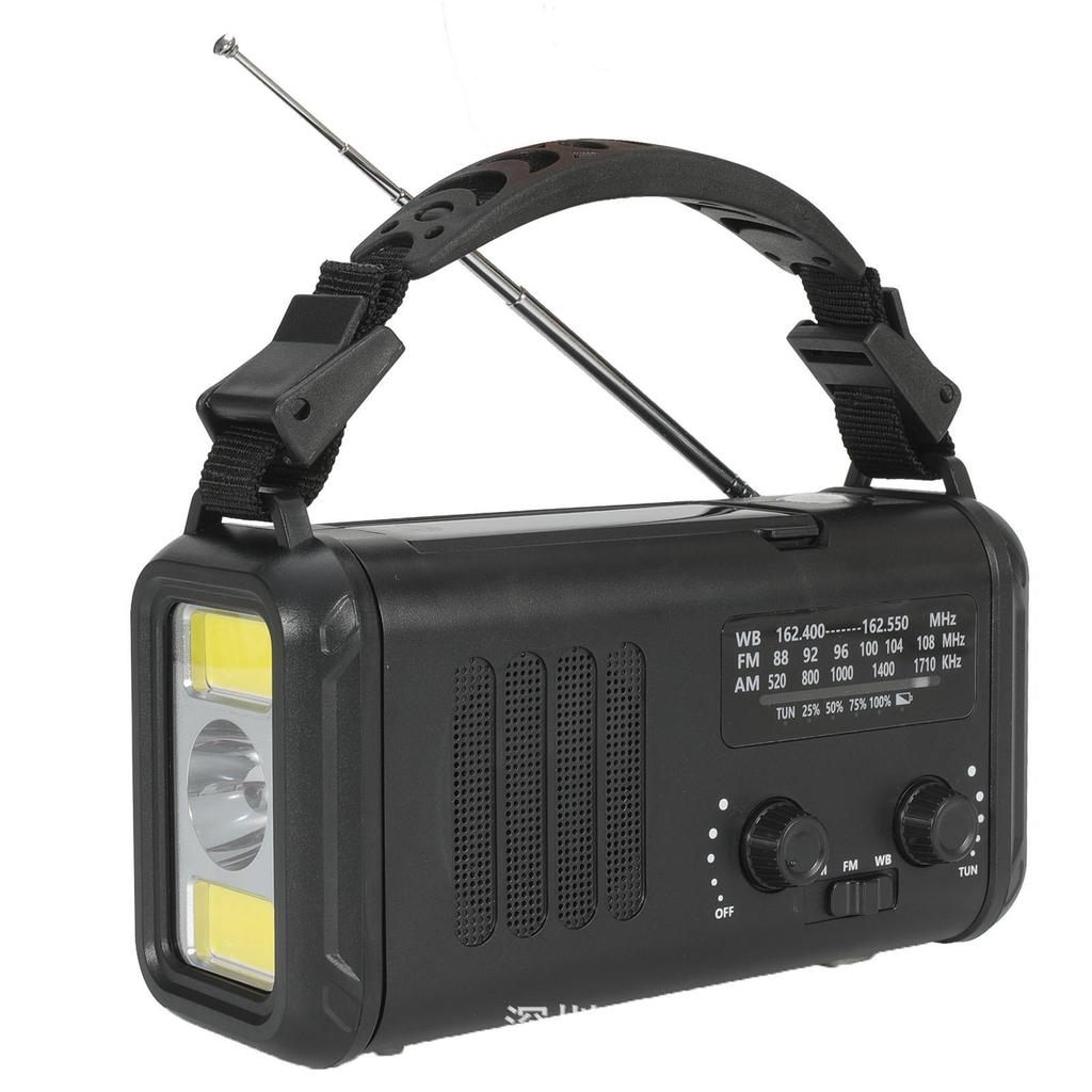 Multifunctional Solar Hand-Crank Emergency Radio with FM and Flashlight