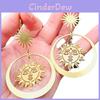 Zodiac Sun Pendant Earrings Alloy Geometric Jewelry For Casual And Office Use