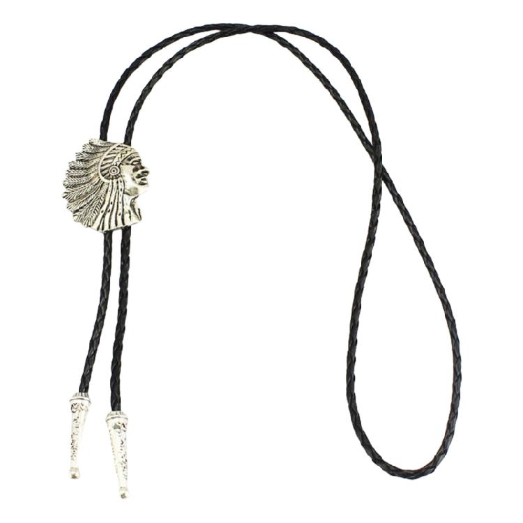 

Західний Ковбойський Металевий Індіанський Голова Кулон Боло Краватка Шкіряна Мотузка Краватка-Намисто Металеве Пір я Прикраси Унісекс Нашийний Одяг 1