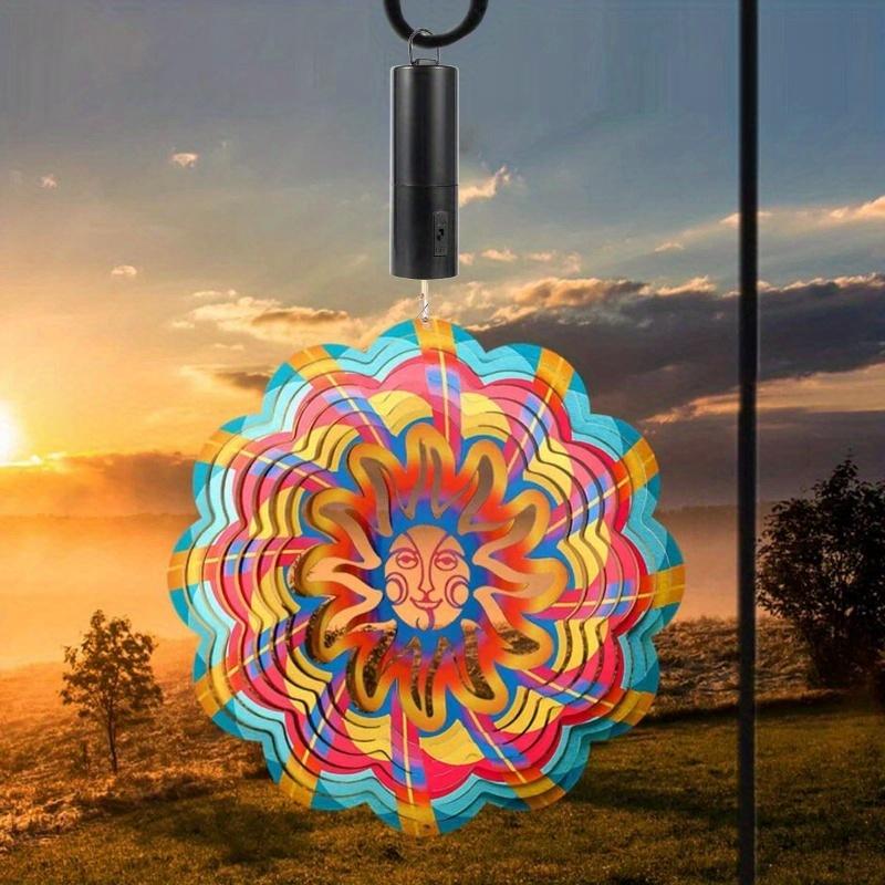 1pc Black Wind Spinner Motor - Battery-Powered,30 RPM, Durable Metal Construction, Hanging Rotating Chime for Outdoor Use, Large Wind Spinners