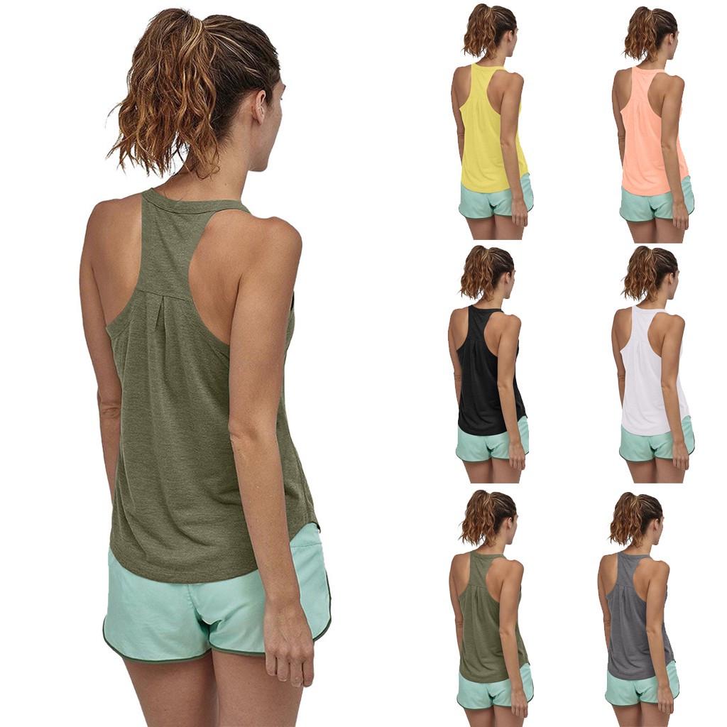 

Women Sexy Casaul Sport Solid Yoga Shirts Tie Workout Racerback Tank Tops