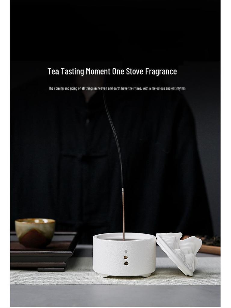 Creative Ceramic Incense Burner: Thousand Li of Rivers and Mountains Design, with Lid for Sticks and Coils, Aromatherapy Home Ornament