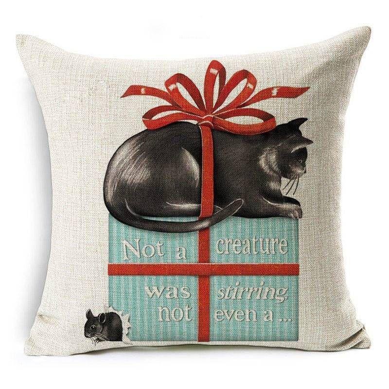 Dachshund Printed 18 Christmas Linen Cushion Cover Sofa Car Decor Pillowcase