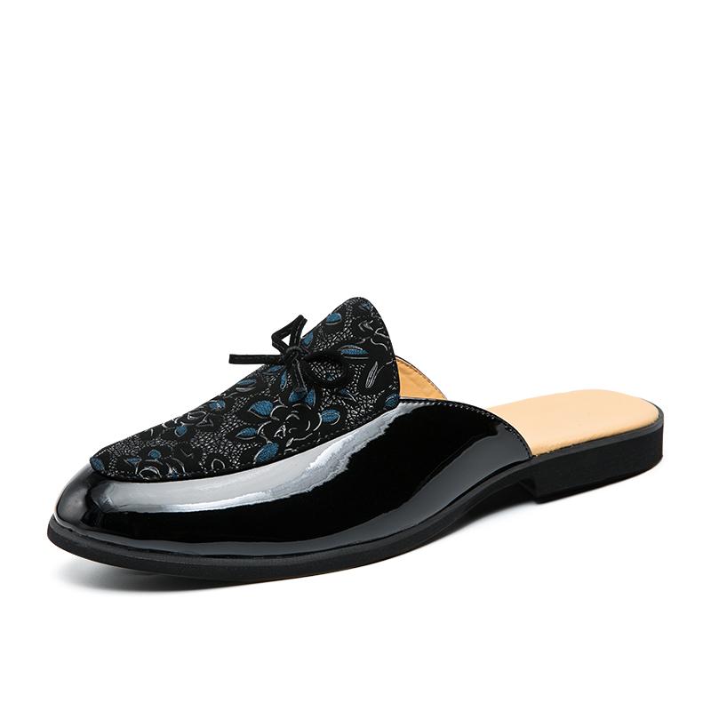 Fashion Man Loafers Slippers Leather Summer Backless Casual Shoes Lightweight Mules Half Shoes For Men Sandals Outdoor Slides