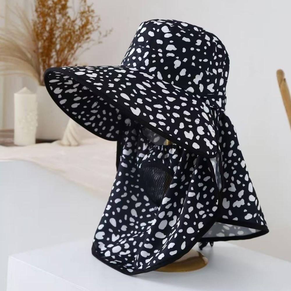 

Fashion UPF 50+ Sun Hat for Women Anti-UV Wide Brim Sunscreen Cap Adjustable Summer Bucket Hat for Riding/Traveling чёрный