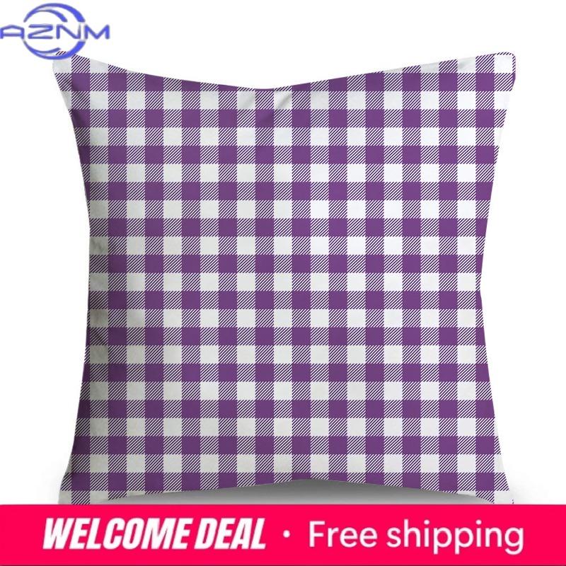 Simple Geometric Purple Floral Print Pattern Cushion Cover Home Living Room Sofa Car Decoration Square Pillow