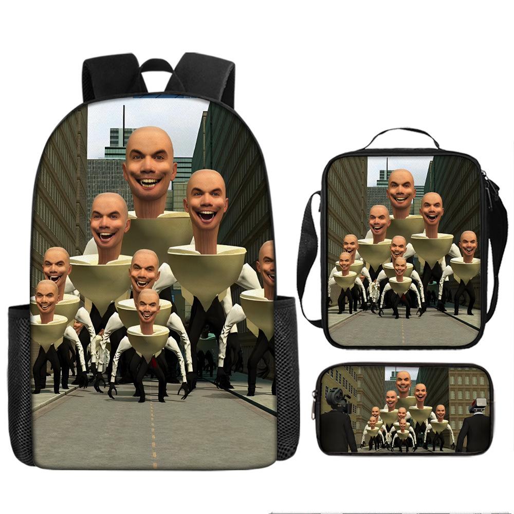 Zaino Spoof Skibidi Toilet Man Zaino Scuola Elementare Borsa Astuccio