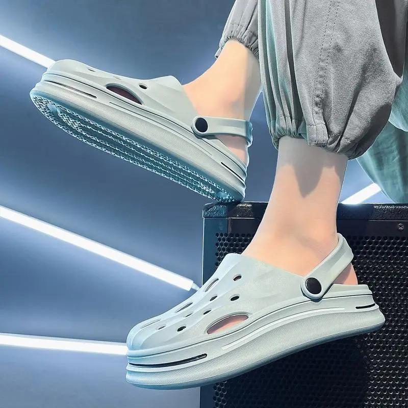 Male Slipper Eva Slides Height Beach Clappers 2024 Casual Men's Shoe Cheap Shoes Korean Style Fashion Elegant Summer Sale Style