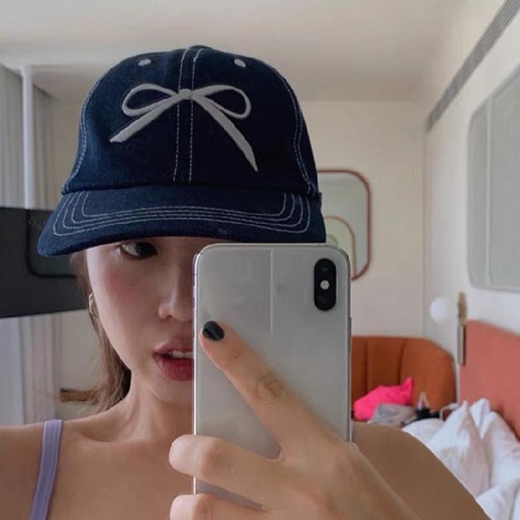 InsStyle Sweet Baseball Hat Peaked Hat Embroidery Bows Sun Hat Summer Spring Hat