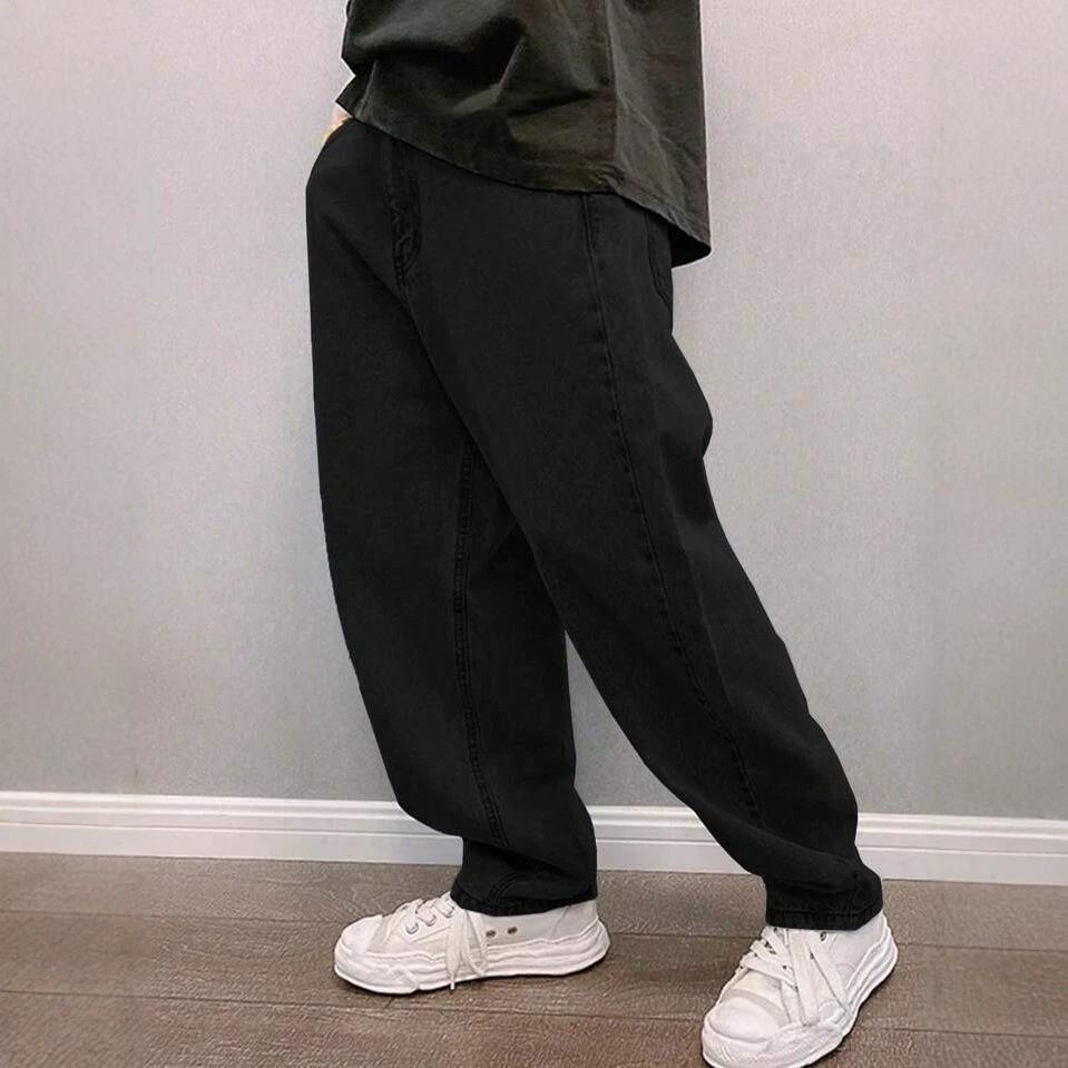 Washed American High Street Soft Jeans, New Straight Loose Trendy Men's Casual Trend Denim Trousers