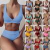 Dámské jednobarevné bikini s vysokým poprsím, dvoudílné plavky