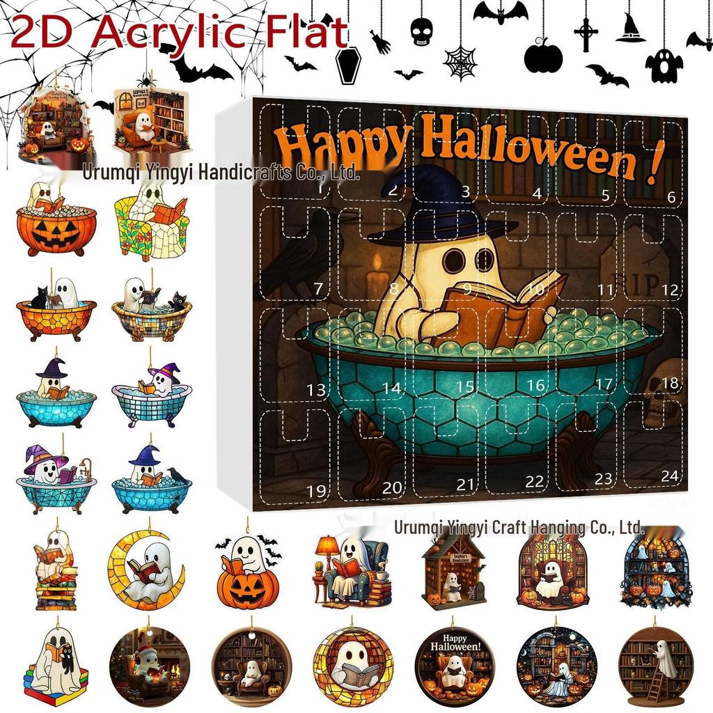 2026 Halloween Witch, Ghost & Goblin Countdown Calendar with Acrylic Pendant Blind Box