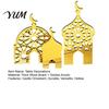 Compact Party Decorations 3PCS Ramadan Golden Castle Ornament, Hollow Mosque Design, Thick Wood And Indoor Aesthetic Ornaments Acrylic Desktop