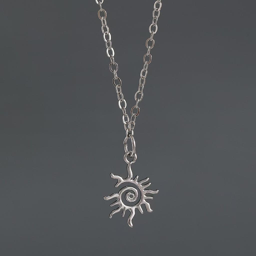 Y2K Spiral Vortex Pendant Necklace for Women Men Vintage Hand-woven Leather Rope Chain Necklace Grunge Jewelry Accessories