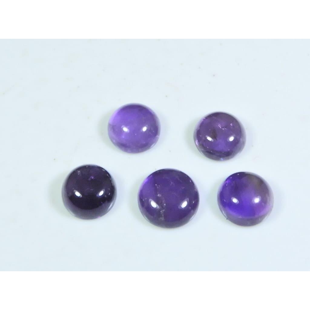 9MM Natural Amethst Ring Size Round Cabochon Loose Gemstone 5Pcs Lot 18Cts. A-472