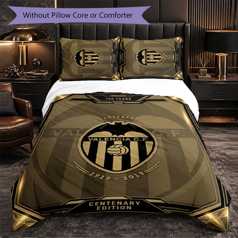 Valencia FC Themed Bedding 3Pcs Duvet Cover Set Decorative Bed Linen For Teen Room Home Decoration