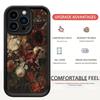 Black Grooved Floral Case for iPhone 14/15/16/17 Pro Max with 100 Flowers Protection