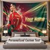Benutzerdefinierte Namens-Text-Wandteppich Cristiano Ronaldo Personalisierter Polyester-Wandteppich für Schlafzimmer und Zimmer