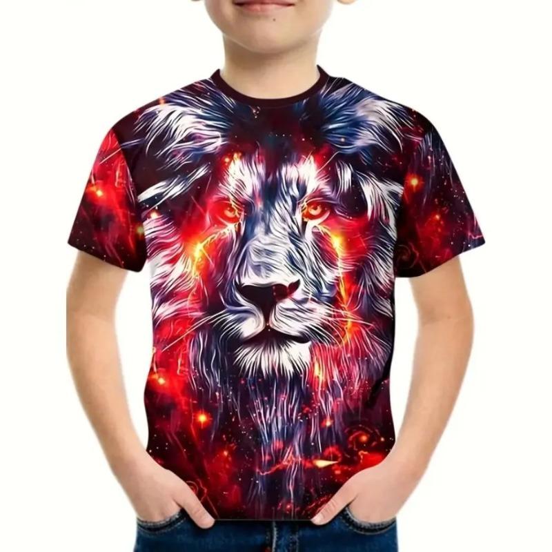 Creative Colorful Cartoon Fashion Pattern Printed Summer Round Neck Soft Comfortable Loose Children's Short Sleeve T-shirt