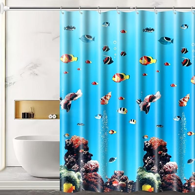1Pc Shower Curtain - Vibrant Underwater Scene With Colorful Fish And Coral Reef Design Waterproof
