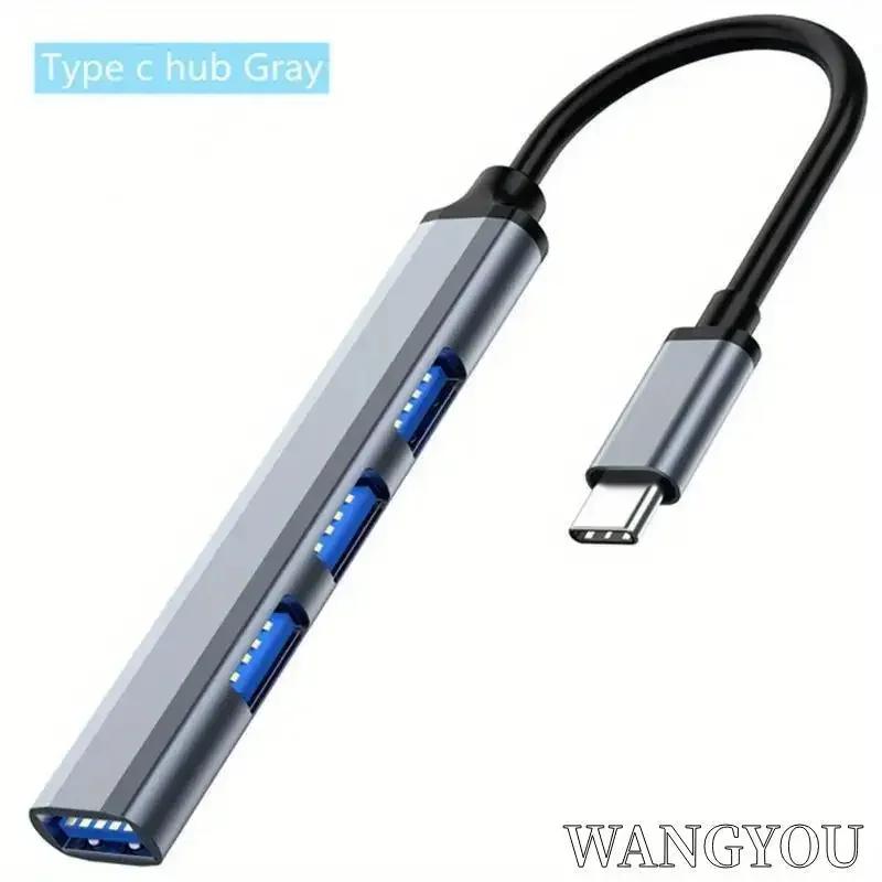 OTG Type C к USB 4 порта USB 3.0 Хаб Высокоскоростной Разветвитель Type c Адаптер Для ПК Компьютера Ноутбука Аксессуары Мультипортовый ХАБ