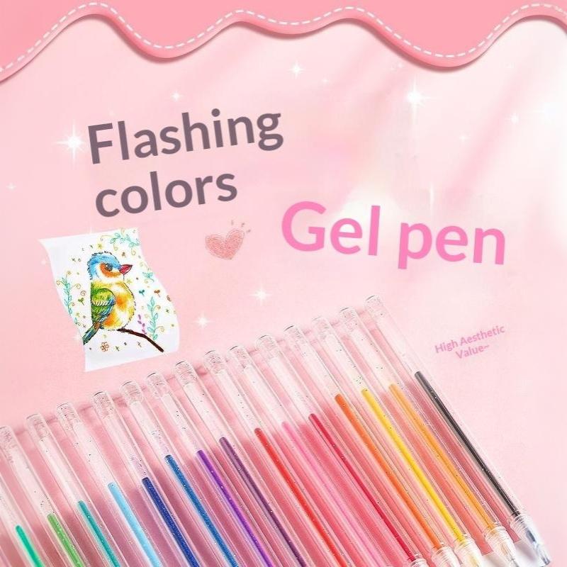 New 8/12/18 Colors Glitter Gel Pen 1.2mm Metal Glitter Color Ballpoint Pen Paper Cardstock Diary Cute Drawing DIY Art