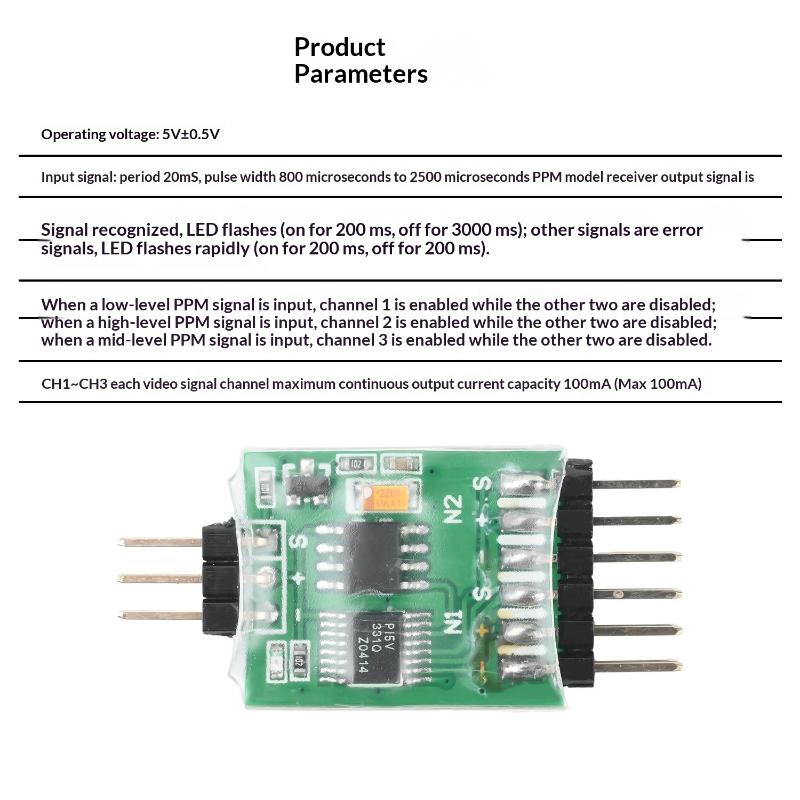 DC 5-12V 3 Channel PWM Video Switcher Board for FPV Drone Camera Easy Crossover High Compatibility for RC Quadcopters Aerial Photography