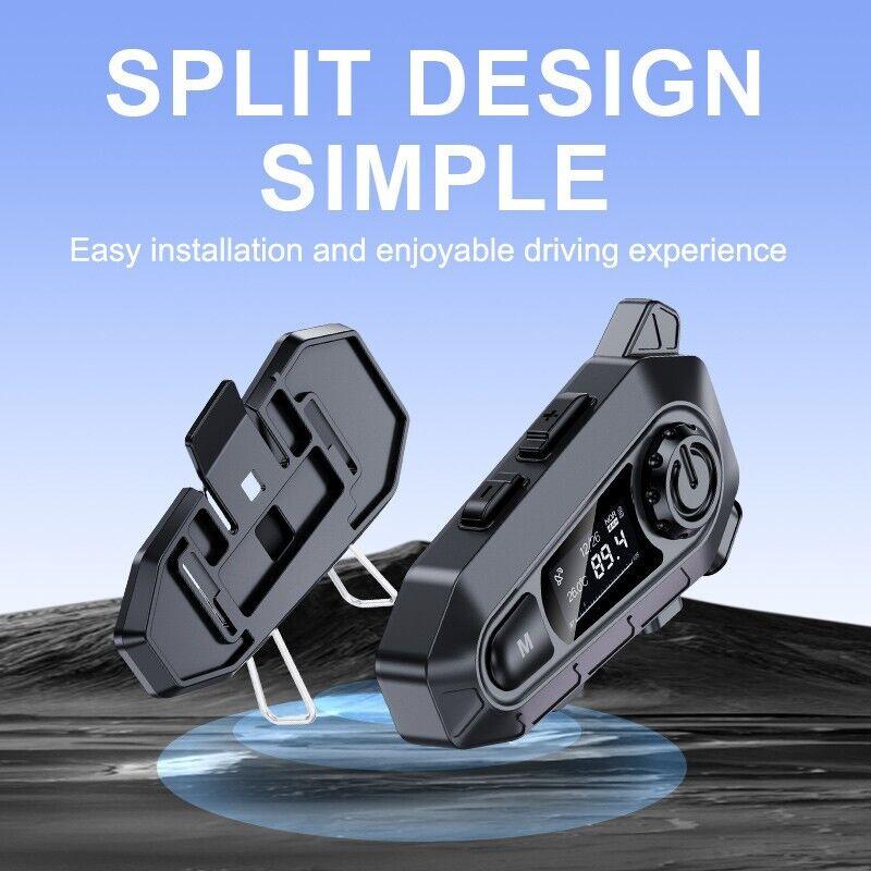 Motorcycle Helmet Headset Wireless Handfree Call Waterproof Bt 5.4 Moto Headphone With Fm Radio Large Led Display For Rider