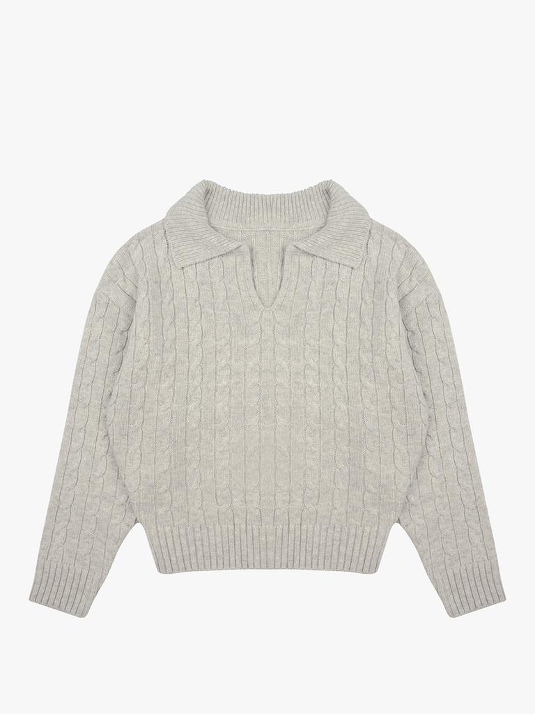 Saengleogsyu Cable Collar Knit Gray