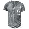 2022 Spring/Summer 3D Print Large Men's Collarless Casual Short Sleeve T-Shirt