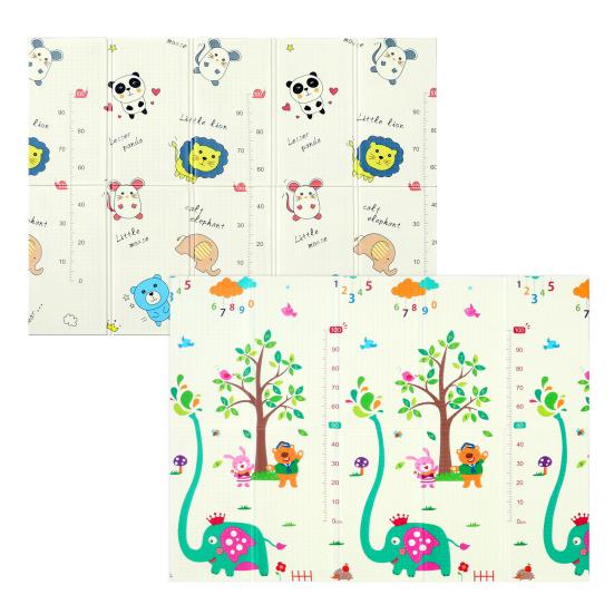 80x72in Baby Play Mat Extra Large Crawling Mat with Cartoon Animal Pattern Thick Foam Play Mat Reversible Portable Baby Floor Mat