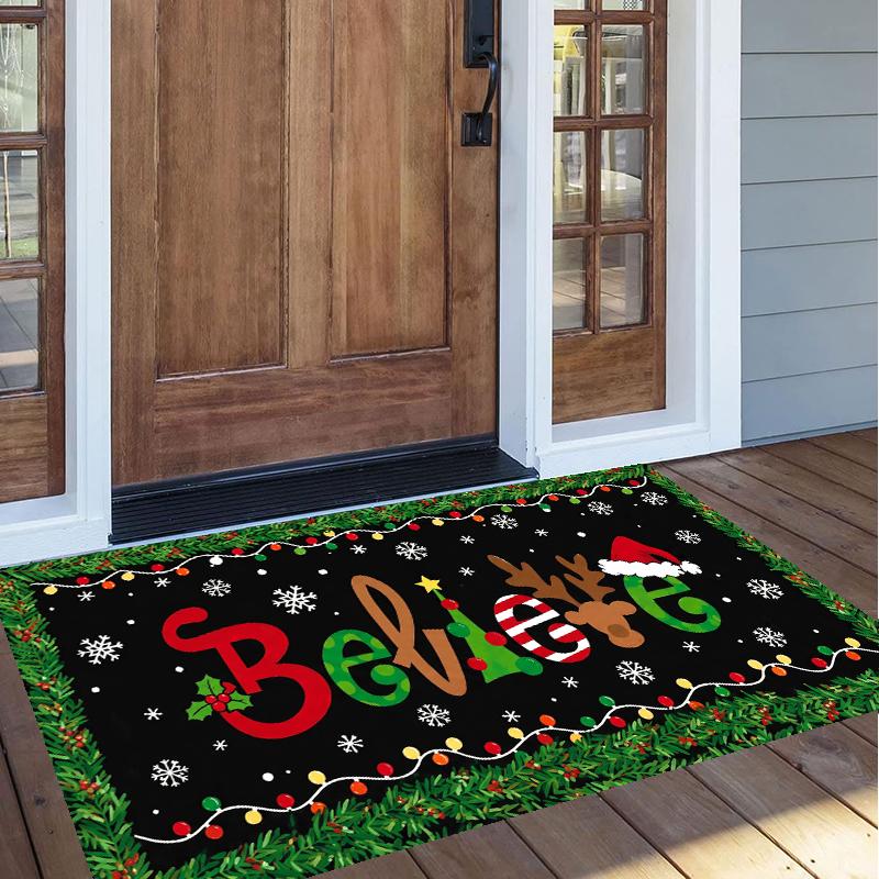 Christmas Pattern Square Area Rug Comfort Indoor Floor Carpet For Home Holiday Gift