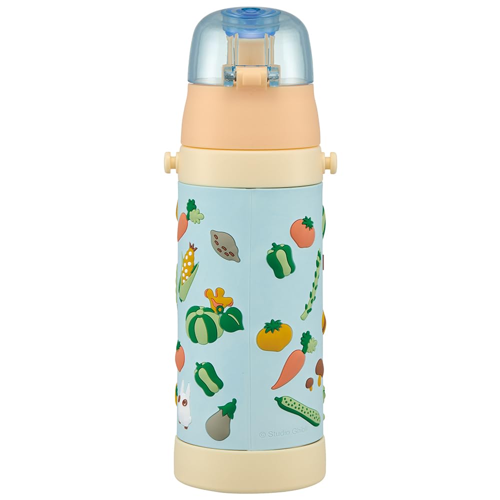 Skater Stainless Steel Water Direct Ghibli Vegetable 3D Lightweight and Sports Water Kids' Bottle, 480ml, Drink, Totoro, Colors, Print,