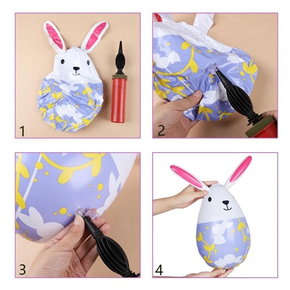 PVC Easter Inflatable Rabbit Cute Inflatable Easter Eggs Funny Easter Rabbit Ornament  Kids Gift