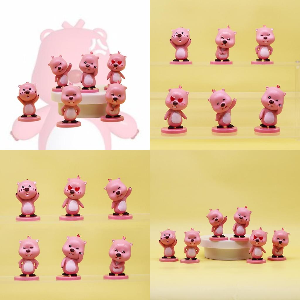Cute Pink Beaver Figure 2nd Generation Blind Box Pvc Toy Car Desk Decor Gift For Girls